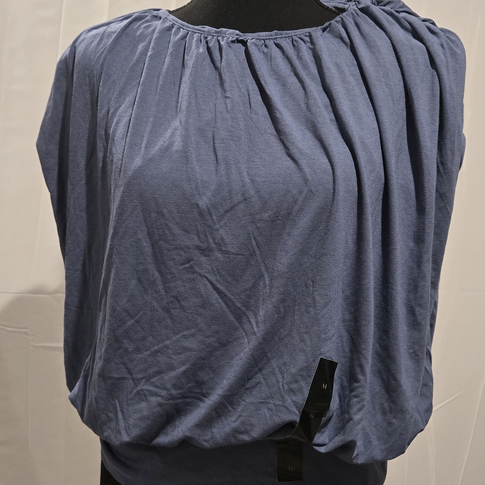 Banana Republic Slate Blue Gathered-Neck Women's Blouse
